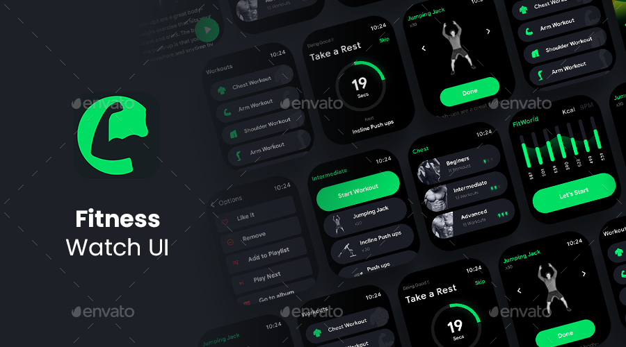 Fitness Tracking Watch App UI Workout watch UI Fitness Tracker App